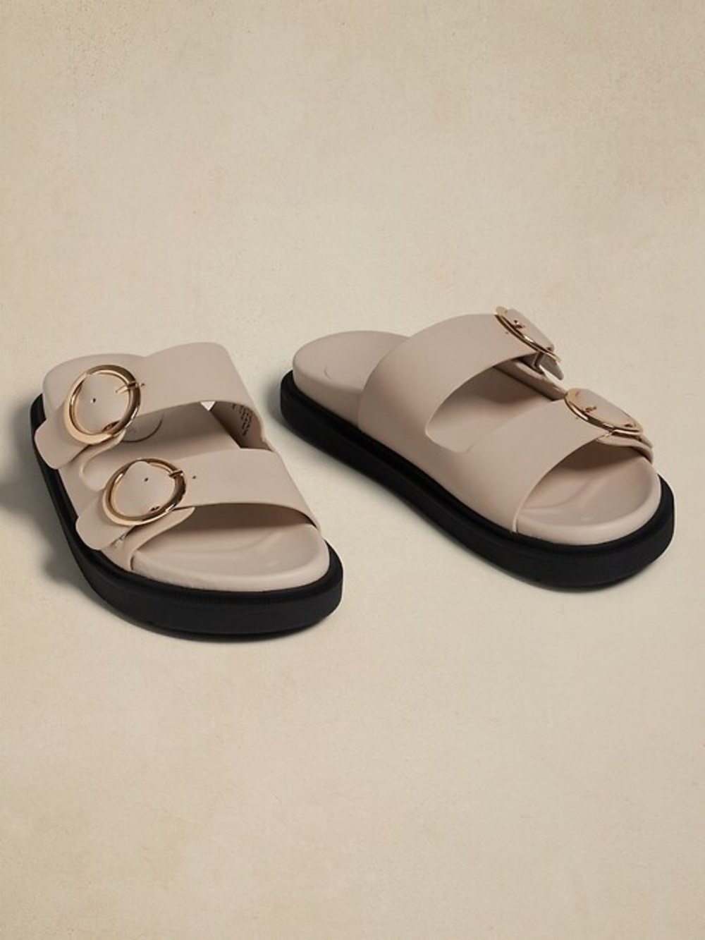 Banana Republic Molded Outsole Double Buckle Sandals ā Cream & Gold